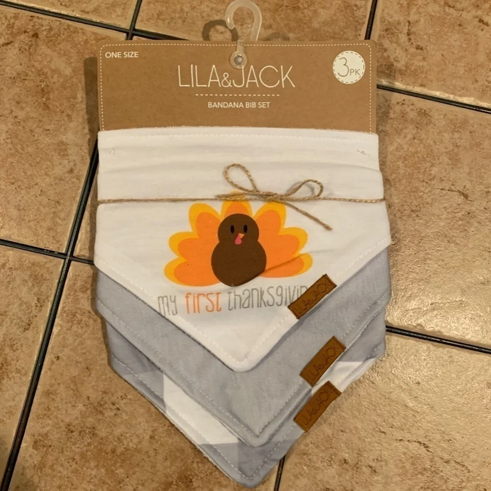 Lila & Jack Bandana Bib 3 pack NWT